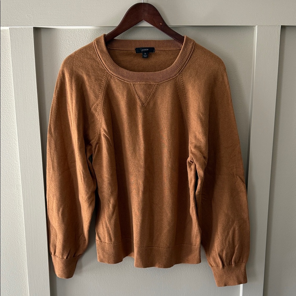 J. Crew Camel Cotton Knit Crew Pullover